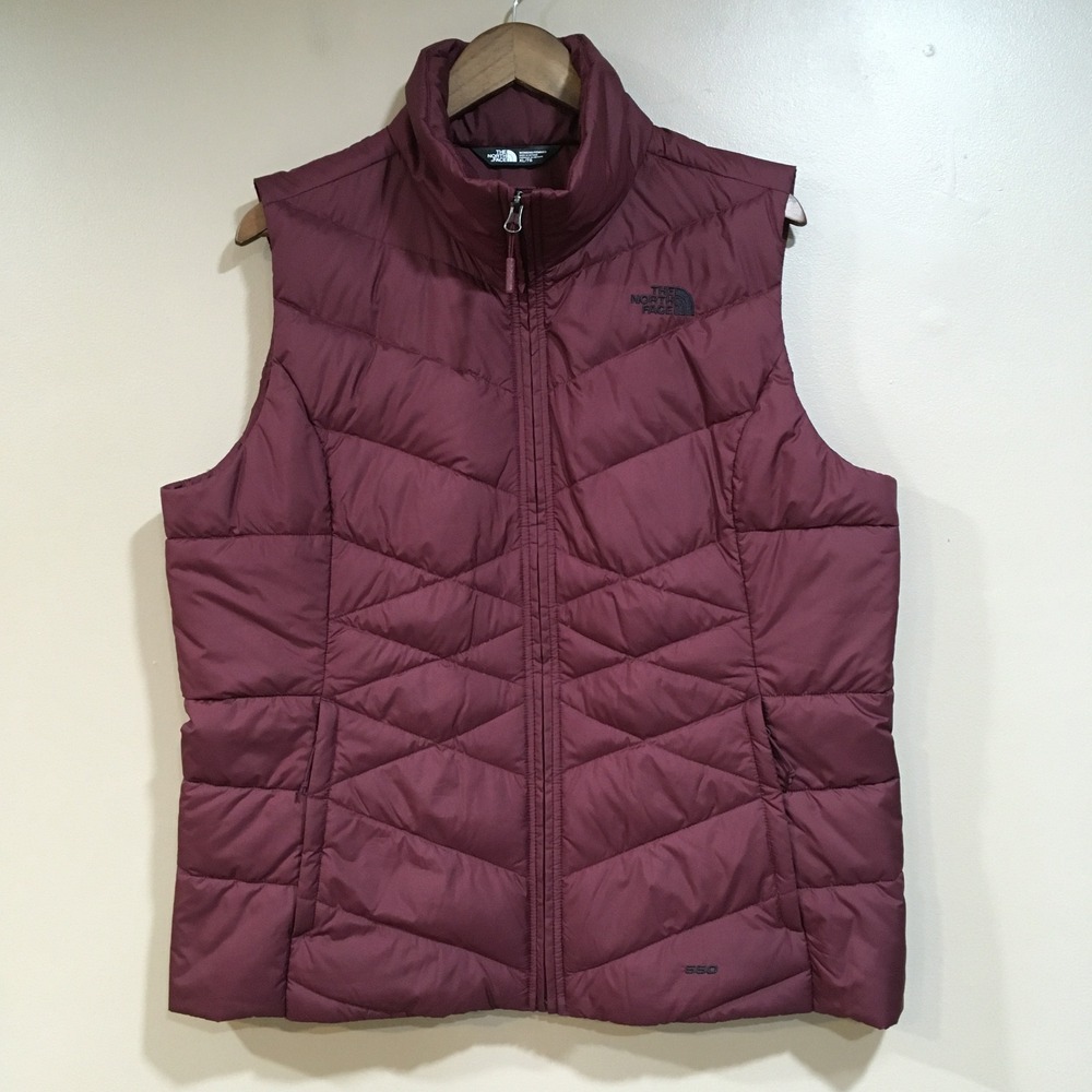 The North Face 550 Down Puffer Vest Womens XL Burgundy Red Insulated Performance